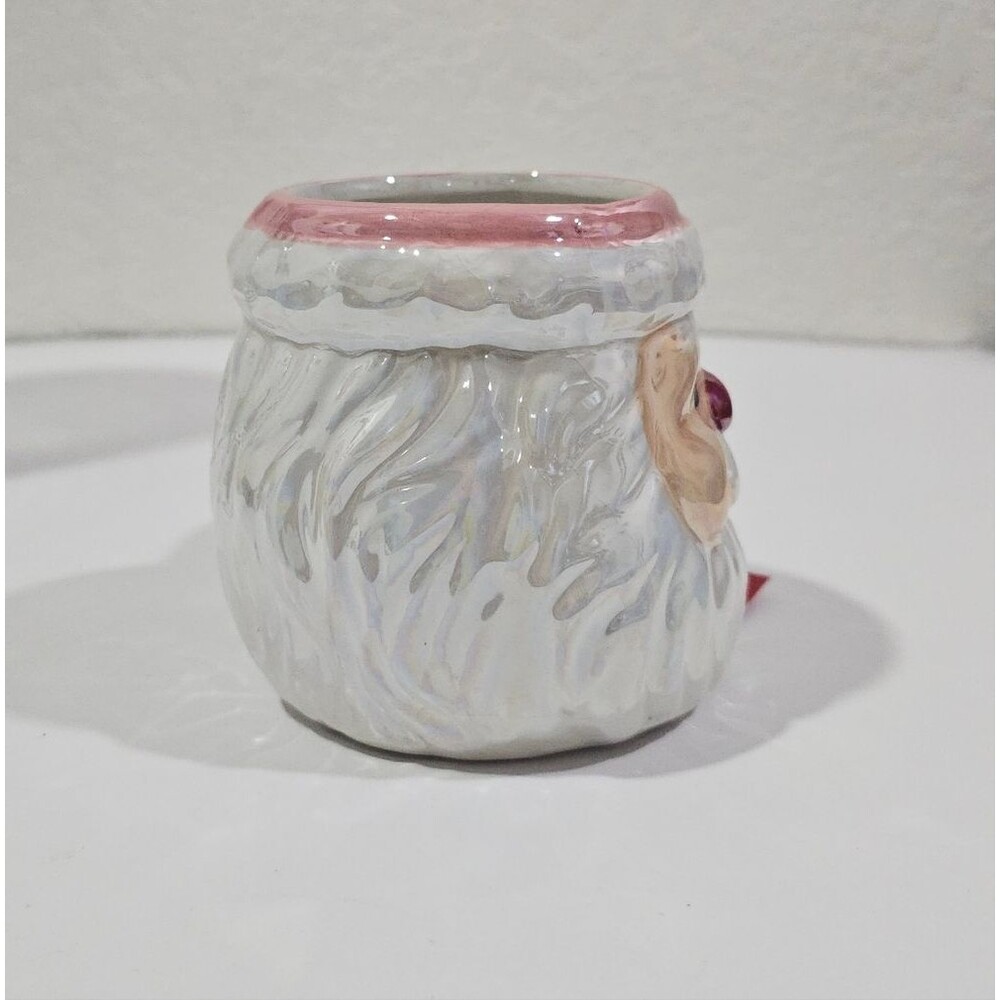 Santa Claus Ceramic Mug Handpainted with Pink Handle - Picture 3 of 5